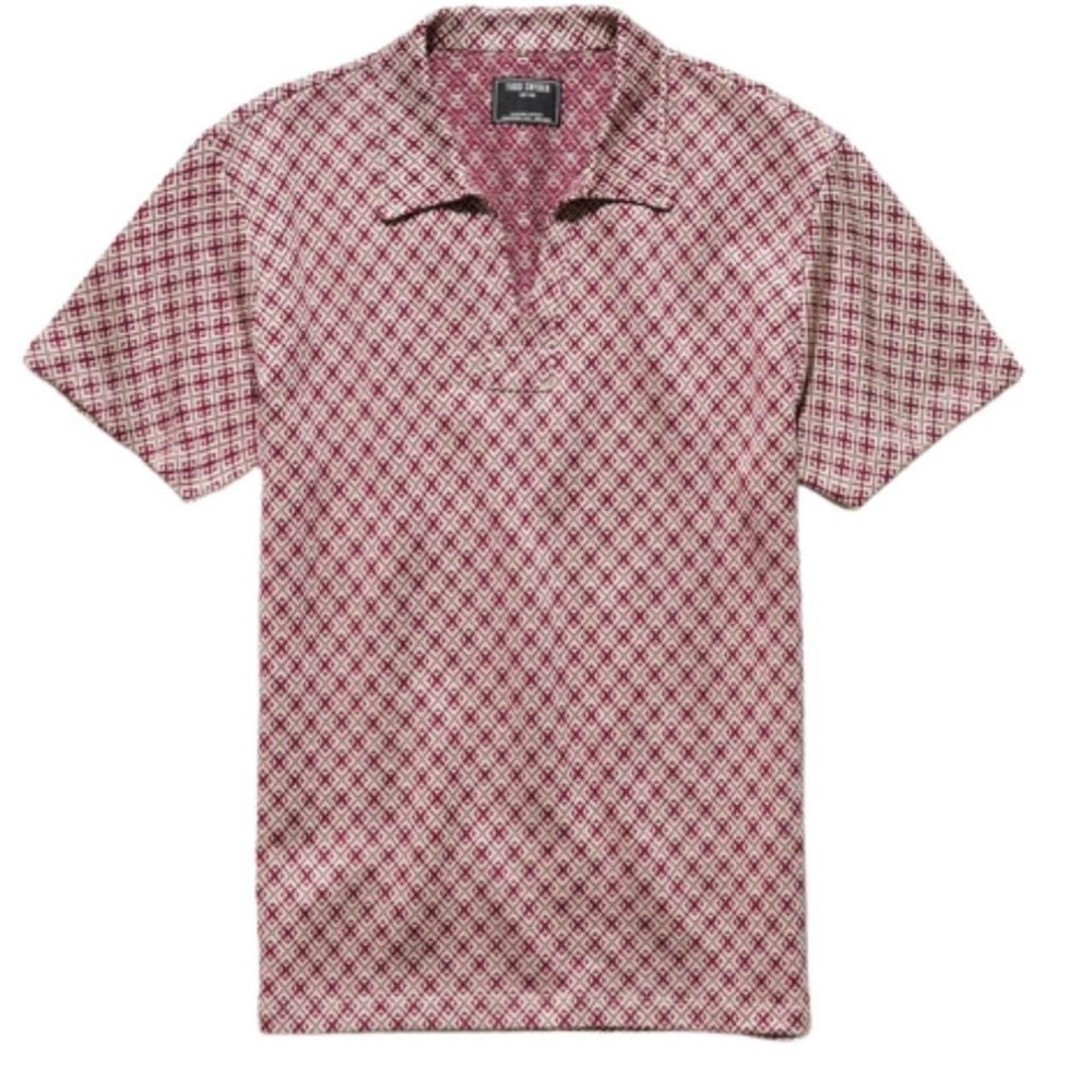 Todd Snyder made in Portugal Double Knit Cotton/Linen Polo In Burgundy Size L